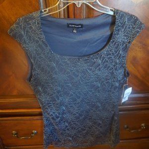 Ellen Weaver Floral Lace Grey Blouse